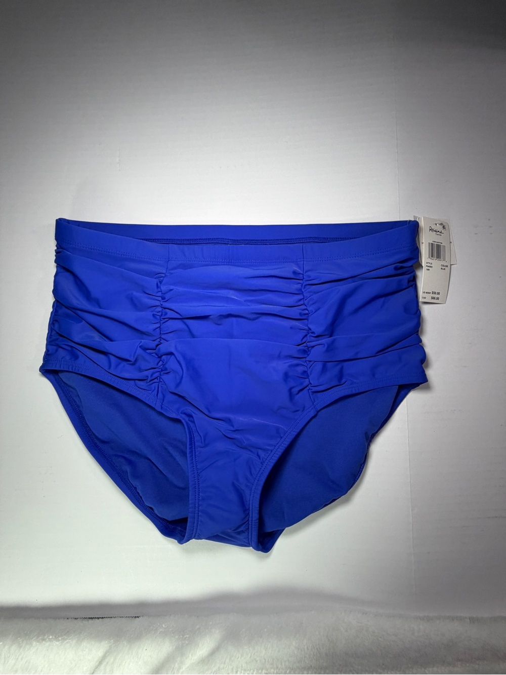 Raisins Cobalt Blue Ruched High-Waist Bikini Bottoms